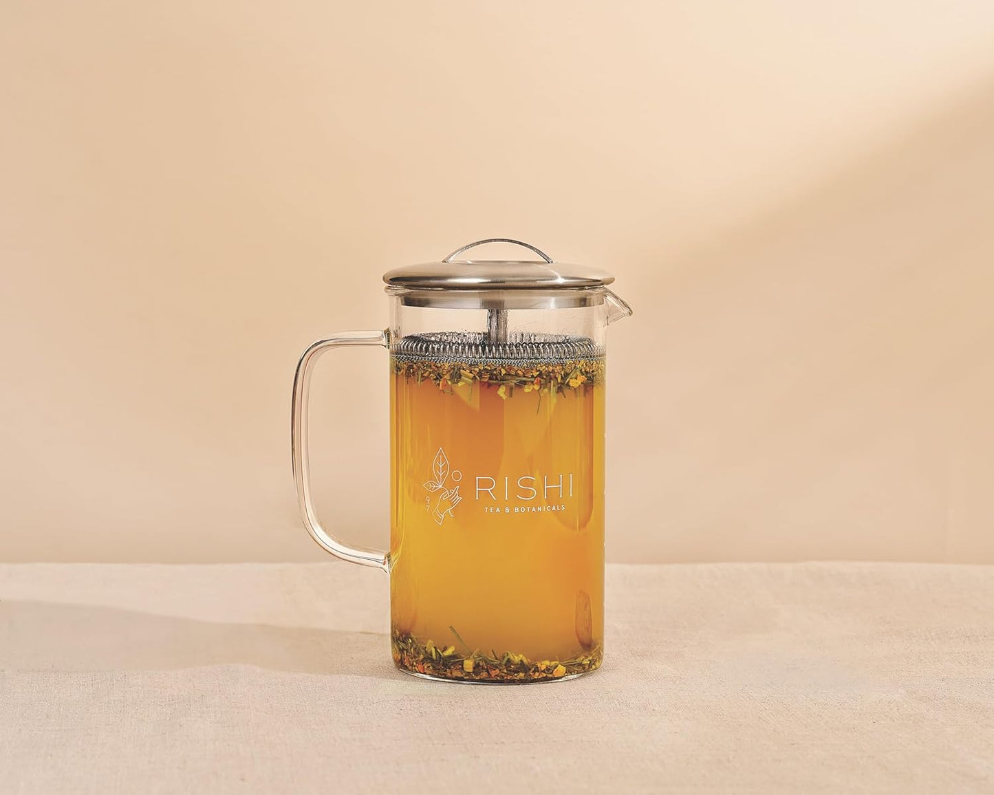 Rishi Tea Simple Brew Teapot - For 20oz Loose Tea Preparation, Built-in Strainer, Everyday Teaware, Easy to Clean, Borosilicate Glass, Enjoy Hot or Iced - 600ml