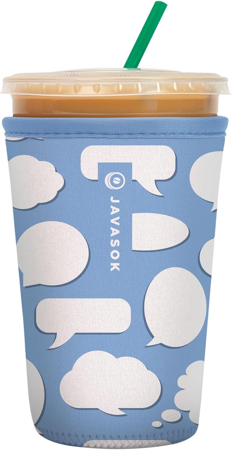 Sok It JavaSok Iced Coffee & Cold Soda Insulated Neoprene Cup Sleeve (Big Ideas, Medium: 22-28oz)