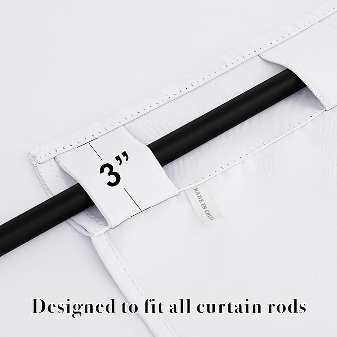 RYB HOME White Short Curtains, Room Darkening Drapes Thermal Insulated Small - Image 2