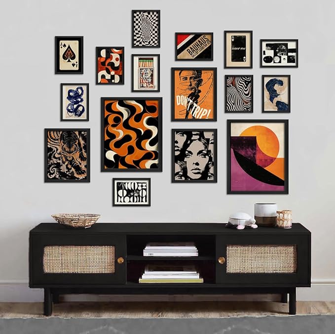 ANERZA 16 PCS Retro 70s Wall Art Decor, Eclectic Vintage Gallery Wall Prints - Image 5
