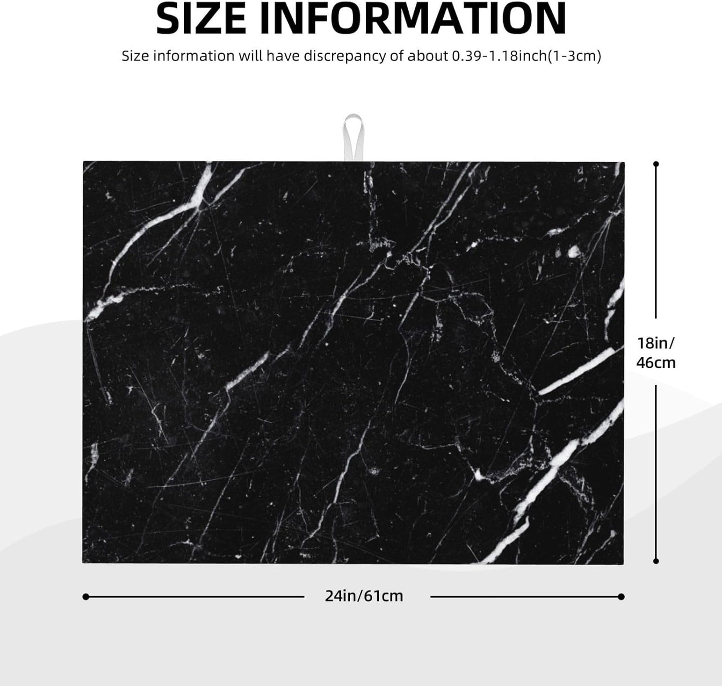 Dish Drying Mat Coffee Bar Mat for Kitchen Counter, Absorbent Dish Rack Pad Hide Stain Coffee Accessories Large Dish Drying Pad, Black Marble 18"x24"