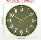 Foxtop Modern Wall Clock Silent Non-Ticking Battery Operated Round Quartz 12 - Image 2