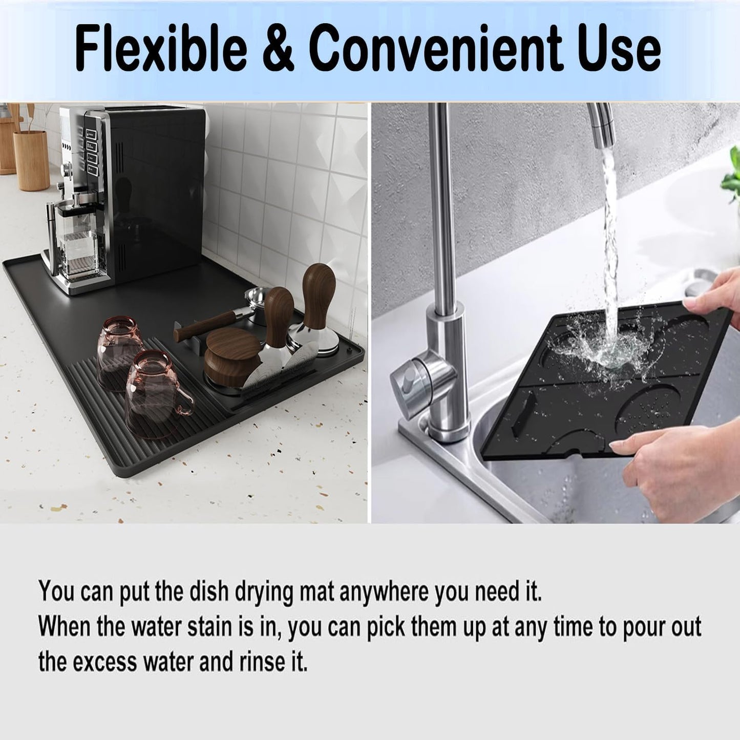 Silicone Coffee Mat with a removable tamper mat for Ninja Luxe Cafe Accessories,23.5"x15.7"Anti-Slip Heat-Resistant Coffee Bar Mat for Ninja Luxe Cafe Espresso Machine