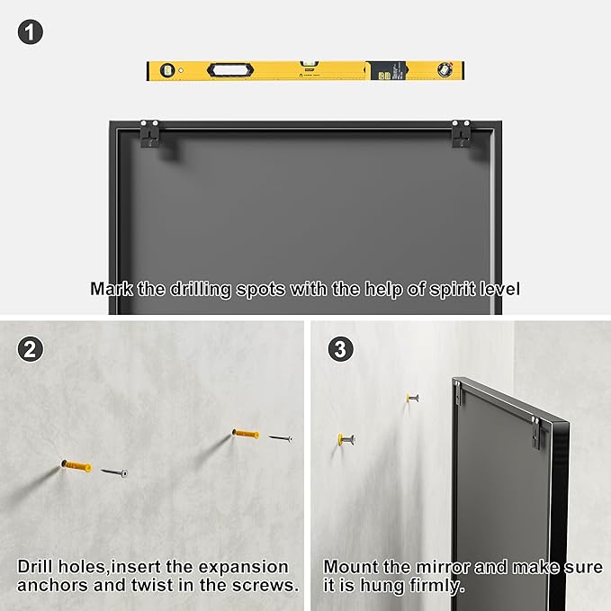 Dewfig Rectangle Wall Mirror, Window Mirror Wall Mounted, Large Black Mirrors - Image 7