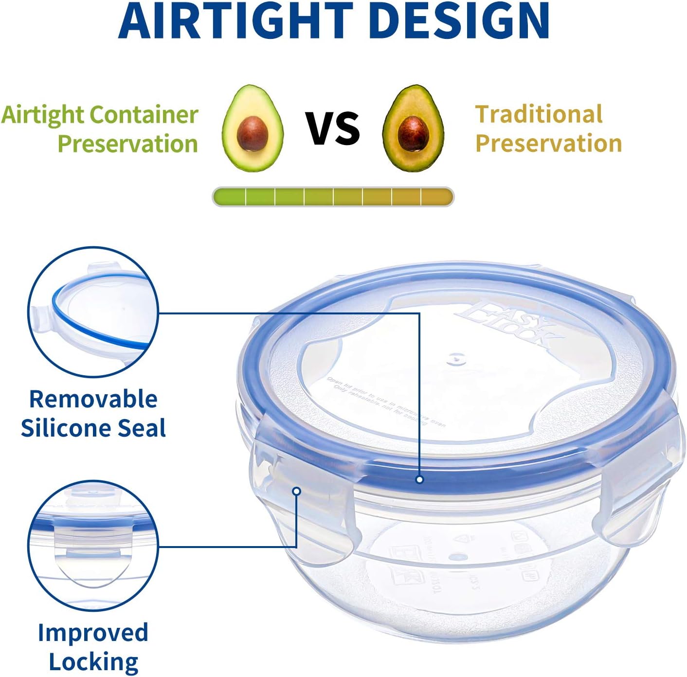 KIGI [ 4 PACK ] 10oz Small Plastic Bowls with Lid Leakproof Food Storage Container Set Meal Prep Containers