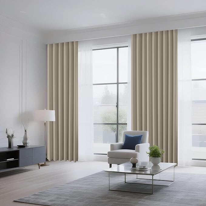 CUCRAF Light Beige Blackout Curtains Customize, Rod Pocket Room Darkening - Image 8