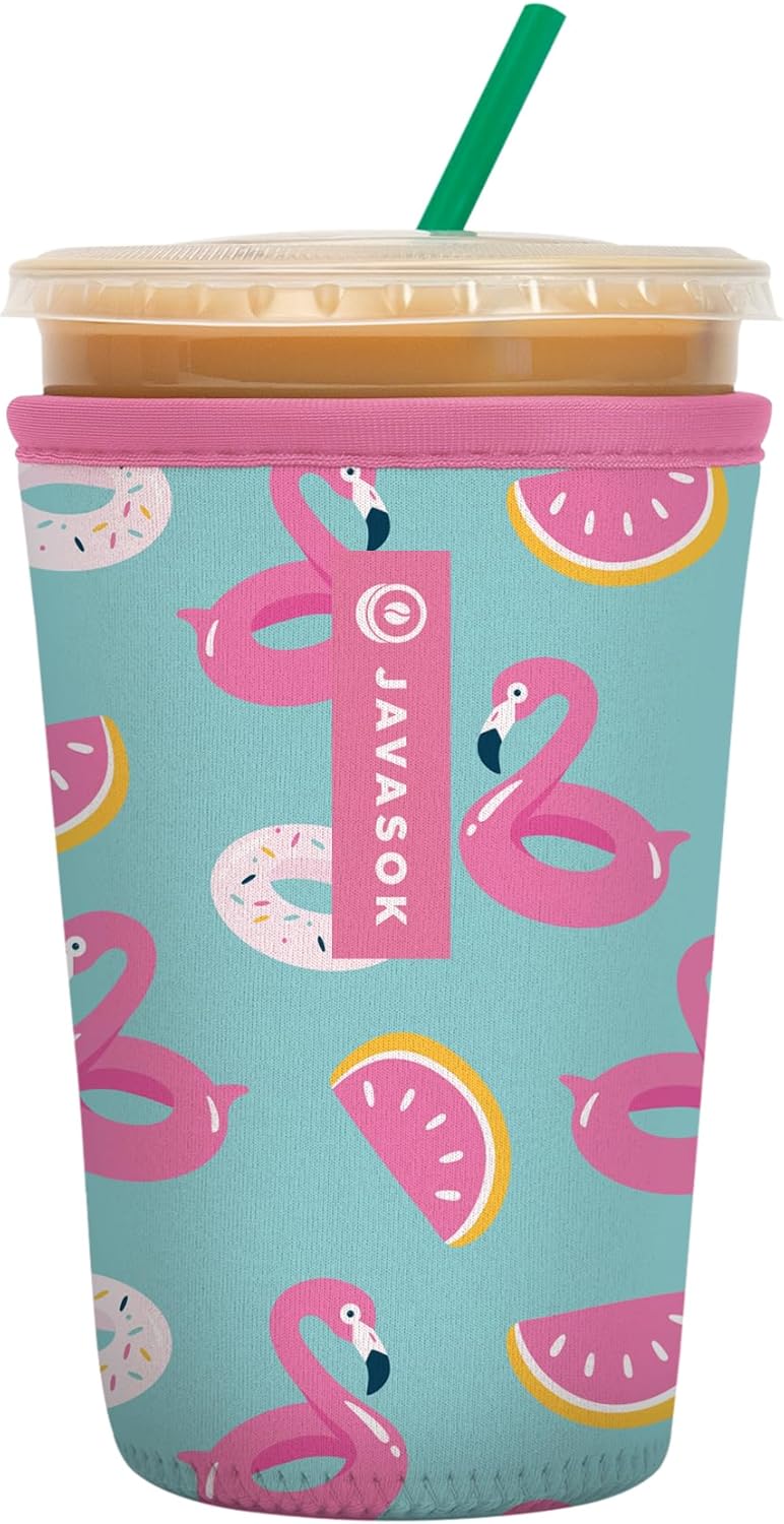Sok It JavaSok Iced Coffee & Cold Soda Insulated Neoprene Cup Sleeve (Poolside Perfection, Medium: 22-28oz)