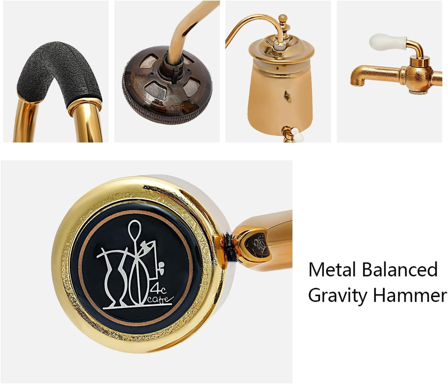 Family Balance Siphon Syphon Coffee Maker Siphon Brewer, Elegant Retro-Style Design (Gold)