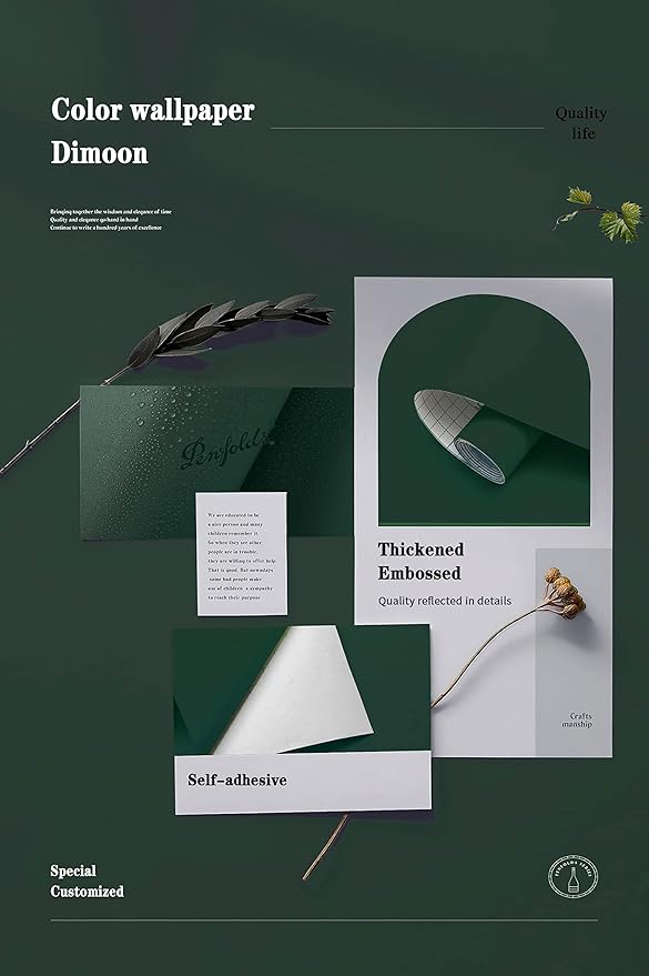 Dimoon 78.7''x17.7'' Dark Green Peel and Stick Wallpaper Contact Paper Modern - Image 4