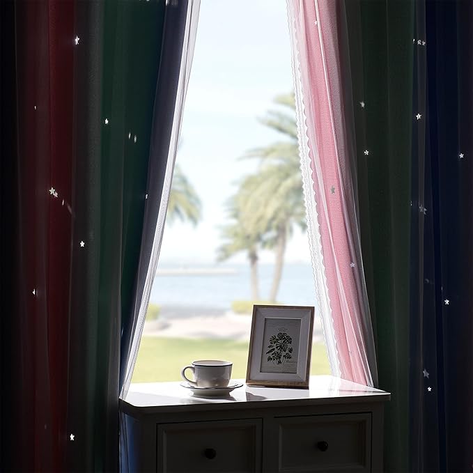 XiDi Curtains for Bedroom Decor, Rainbow Pink GreenBlue34/90/1 - Image 5