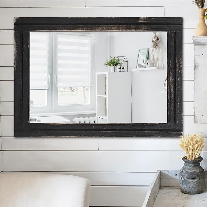 AAZZKANG Wall Mounted Mirror Small Rectangular Retro Mirrors - Image 5