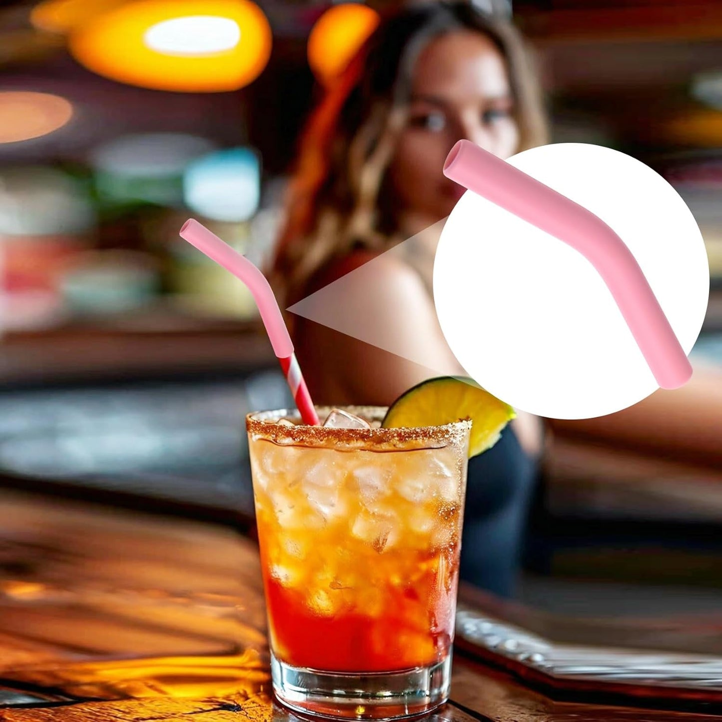 6pcs Food-Grade Silicone Metal Straw Tips, Reusable Flex Elbow Straws Cover Replacement Tips, Soft Straw Toppers Kits for 8 mm Stainless Steel Metal Straws - 6 Colors