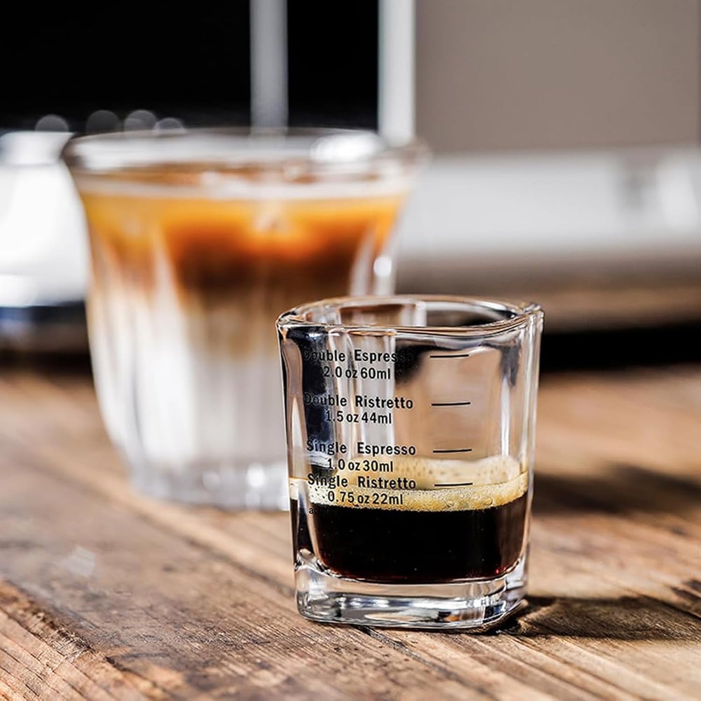 Shot Glasses Measuring Cup 2018 Liquid Heavy Glass Wine Espresso Shot 26-Incremental Measurement 1 OZ 4 Features 45ML (Square-1pack)