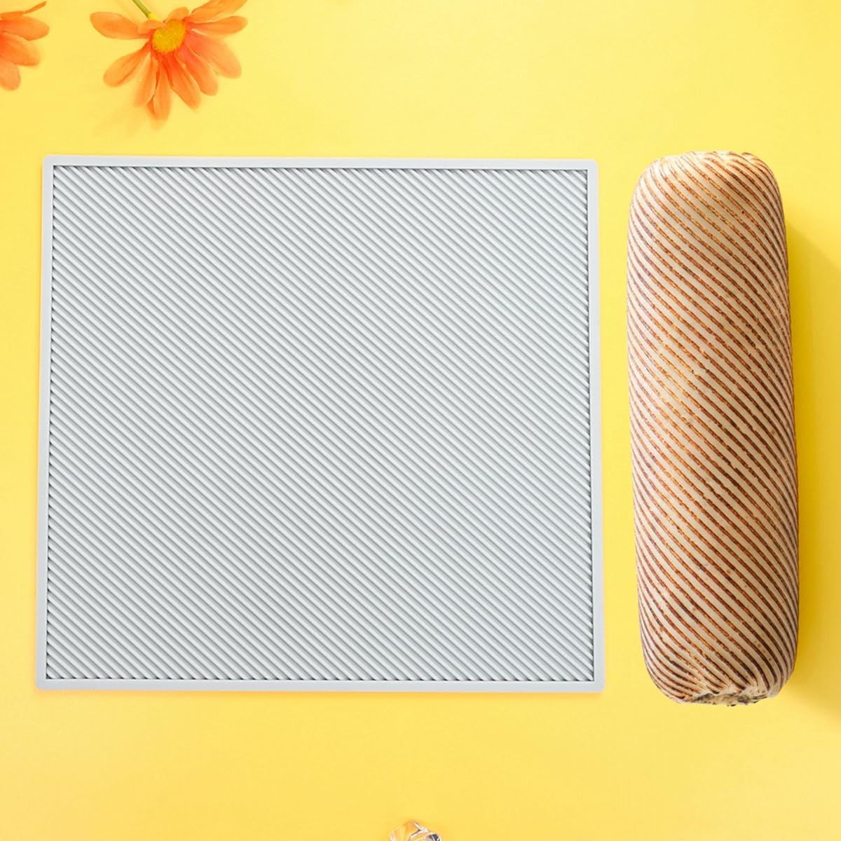 TUKE 3D Cake Lace Mold Stripe Lace Mat Embosser Texture Silicone Mould Fondant Chocolate Stencil Border Bakeware Cake Decorating (A_ Stripe)