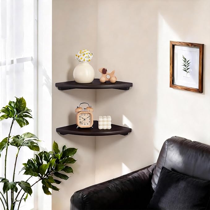 Gieanoo Corner Wall Shelf, 10inch Solid Oak Wood Floating Corner Shelf - Image 8