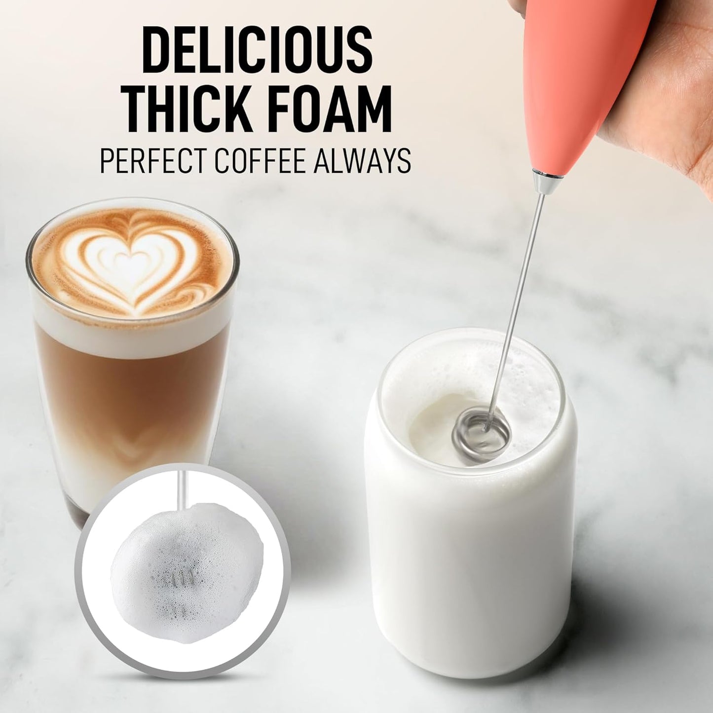 Zulay Kitchen Double Whisk Milk Frother – Handheld Foam Maker for Coffee, Lattes, Matcha, Hot Chocolate & Cappuccinos – Whip Creamy Froth in Seconds, Portable & Easy to Use