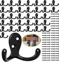 Homanu 34 Pack Coat Hooks, Heavy Duty Double Prong Coat Hooks Wall Mounted by Homanu