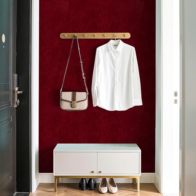 30"x317" Large Size Dark Red Contact Paper Self Adhesive Velvet Wallpaper Peel - Image 4