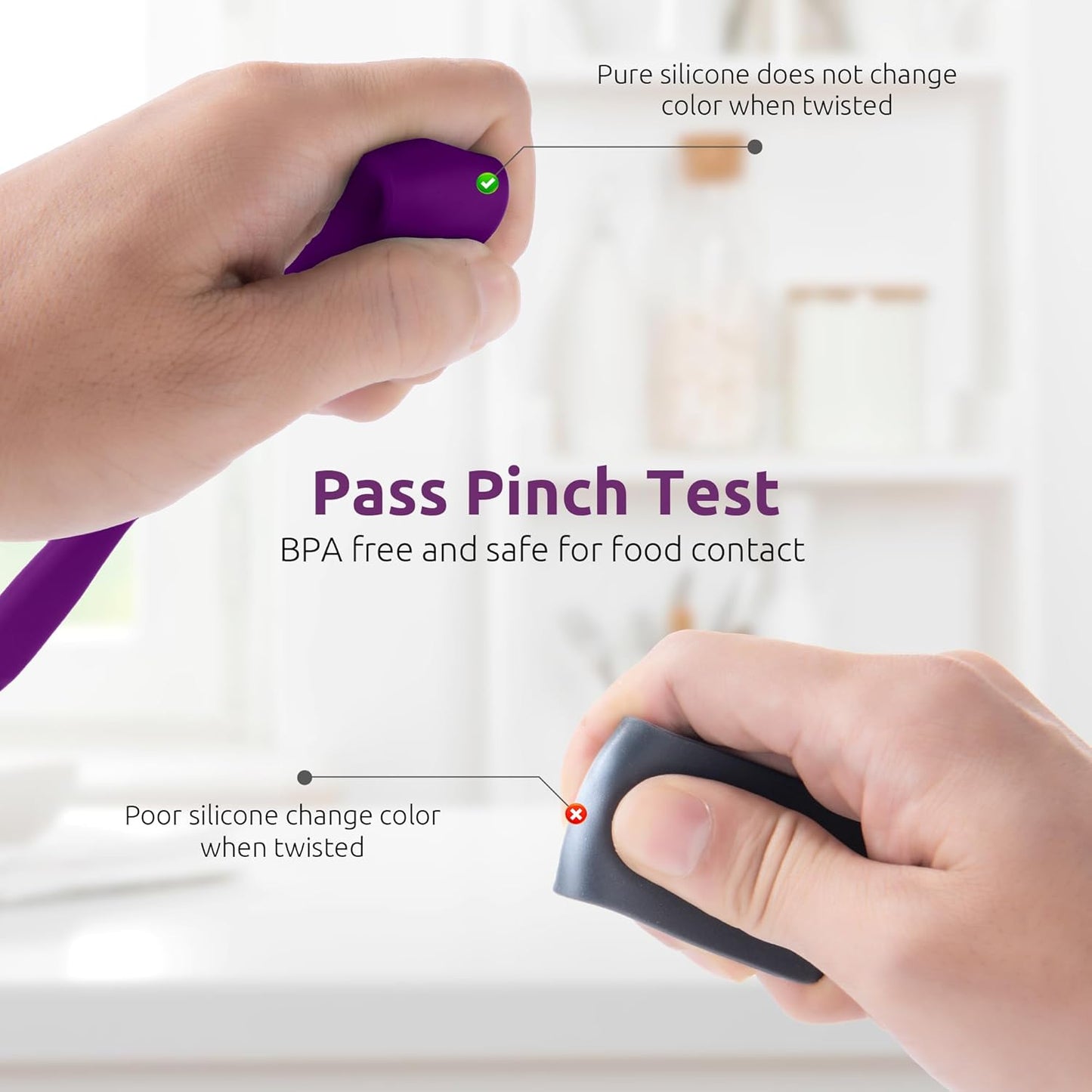 U-Taste Skinny Silicone Jar Spatula: 600ºF Heat-Resistant Food-Grade 10in Long Narrow Sourdough Stirring Stick, Seamless Flexible Peanut Butter Spreader for Scraping Icing Bread Cream, Jam (Purple)