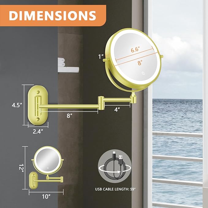 Auxmir 1X/30X Wall Mounted Makeup Mirror - Image 8