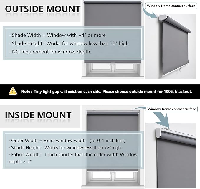 AOSKY Cordless Roller Shades Blackout Blinds - Image 6