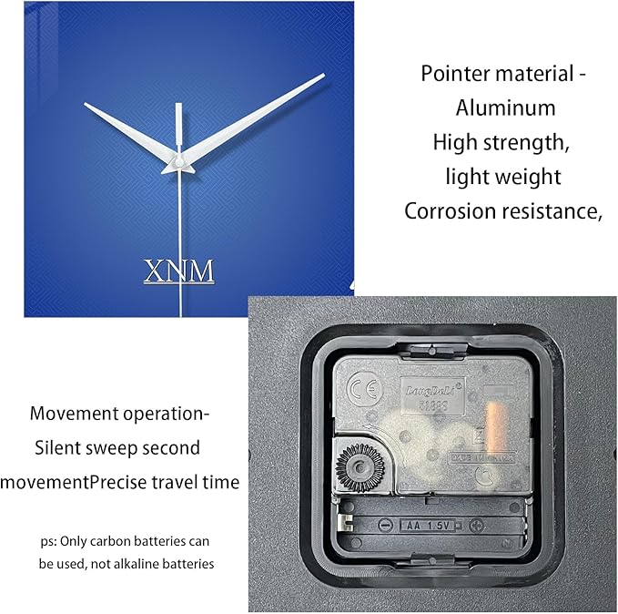 XNM Blue Simple Glass Wall Clocks Battery Operated 14 Inch Modren Minimalist - Image 7
