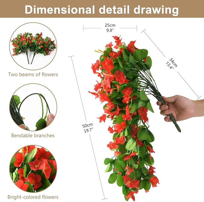 ZFProcess 2PCS Artificial Hanging Flowers, Fake Hanging Plants Violet Vines UV - Image 6