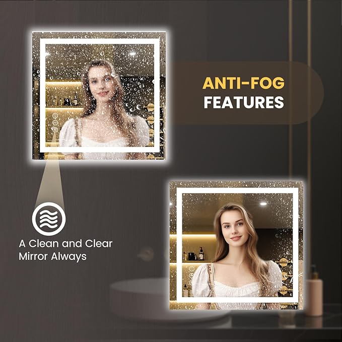 LOAAO 28"x30" LED Bathroom Mirror - Image 4