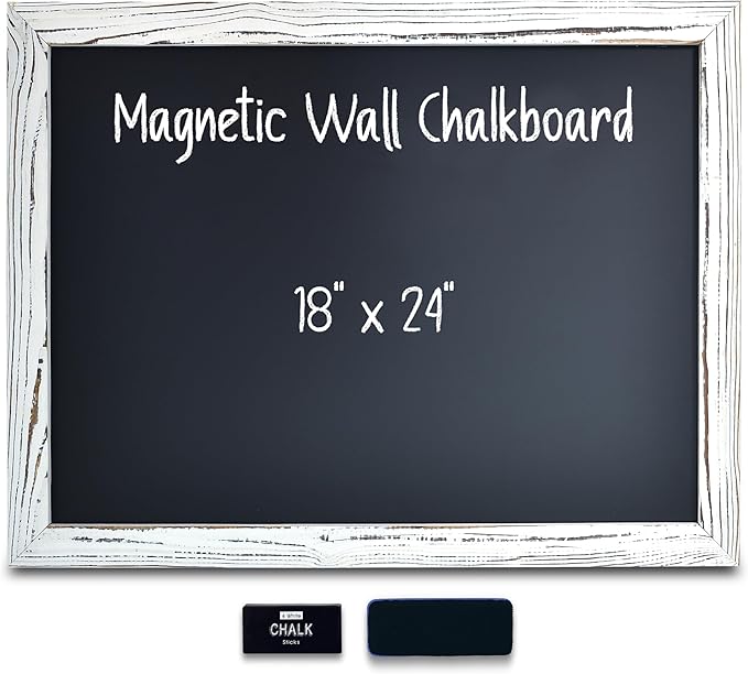 Better Office Products Magnetic Wall Chalkboard, Large Size 18" x 24", Rustic by BetterOfficeProducts