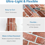 COMSTICKC 3D Red Faux Brick Wall Panel Peel and Stick, Not Real Tile, Small - Image 5