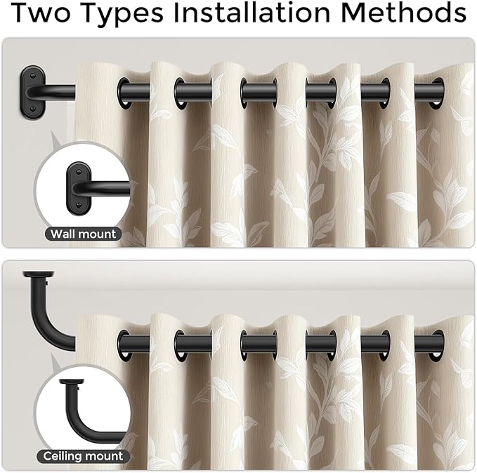 Curtain Rods 36-88 Inch, 1 Inch Adjustable Heavy Duty Room Darkening Window - Image 4