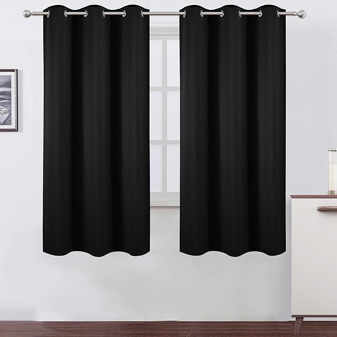 LEMOMO Black Blackout Curtains 40 x 63 Inch Length/Set of 2 Curtain by Lemomo