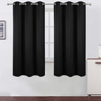 LEMOMO Black Blackout Curtains 40 x 63 Inch Length/Set of 2 Curtain by Lemomo