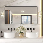 LOAAO 55"X30" Black Rectangle Bathroom Mirror Wall, Matte Black Aluminum Alloy by LOAAO
