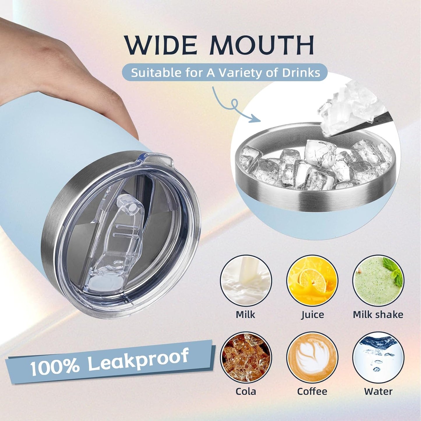 MEZMUT 1 Pack 20oz Insulated Coffee Tumbler with Lid and Straw Double Wall Vacuum Insulated Cup Stainless Steel Travel Mugs Leakproof Powder Coated Tumbler for Indoor Outdoor(Sky Blue)