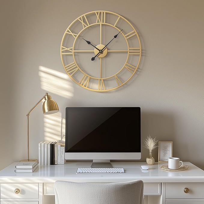Cuspin 24 Inch Large Wall Clock, Silent Non Ticking Battery-Operated Metal - Image 2