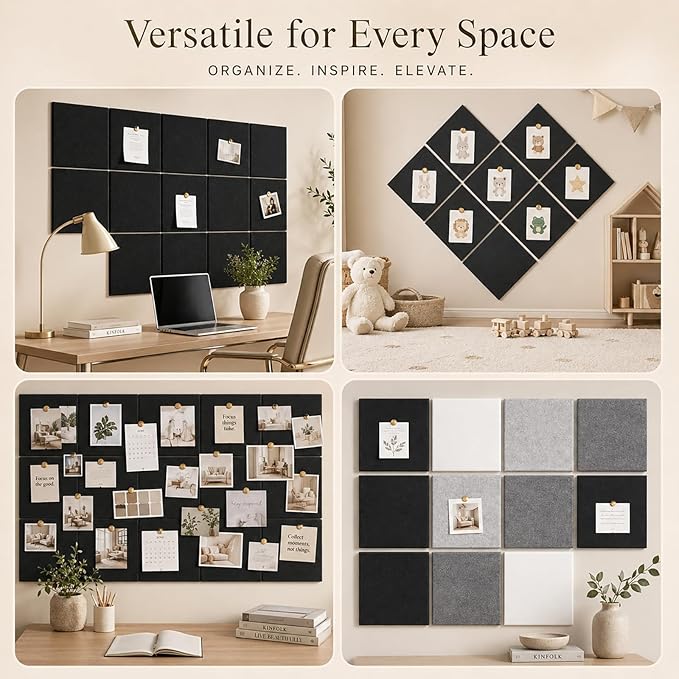 Large Cork Boards for Walls – 36" x 24" Self Adhesive Felt Wall Tiles - Image 6