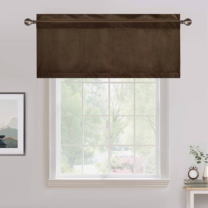 NICETOWN Brown Velvet Valance Curtains - Image 6