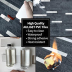 AULIGET 2 Sheets Black Slate Peel and Stick Backsplash, PVC Mixed Metal Silver - Image 5