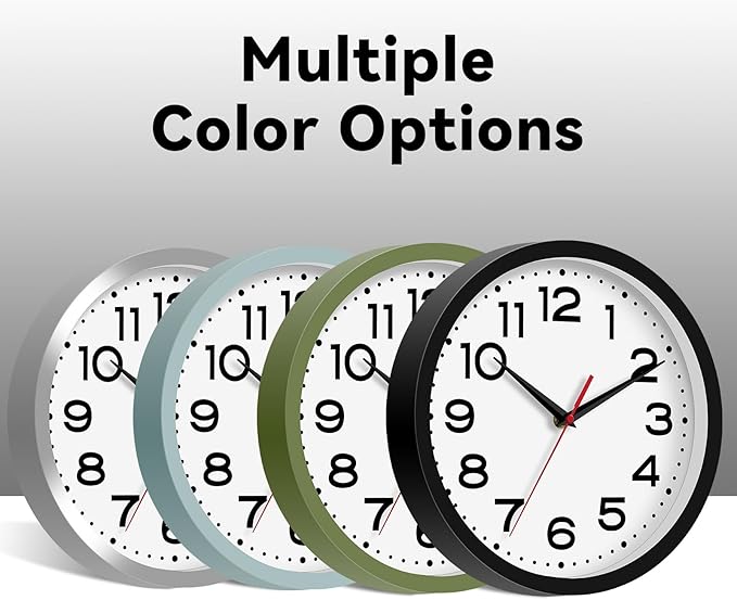 Roymnie Wall Clock Silent Non-Ticking Modern Clock Battery Operated 10 Inch - Image 4