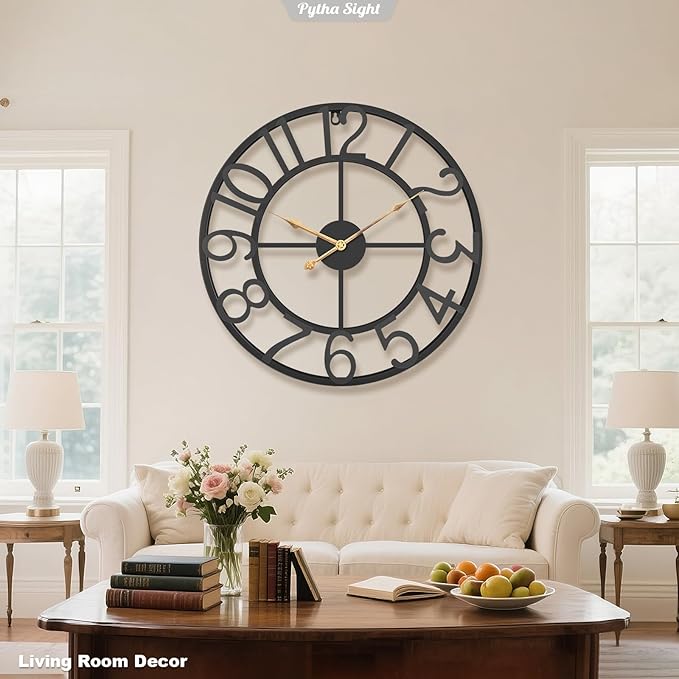 Pytha Sight 24 Inch Large Oversized Farmhouse Modern Decorative Wall Clock - Image 4