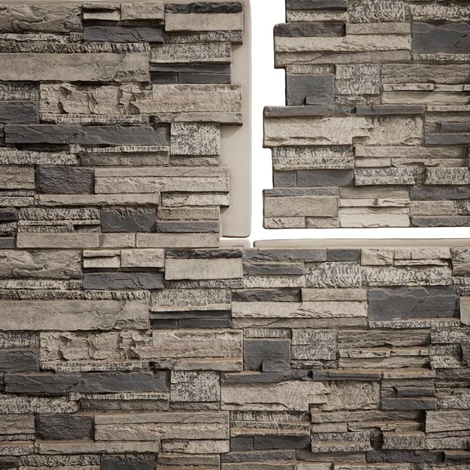 EverStone Cascade Faux Stone Panel, 48 5/8"W x 24 3/4"H x 1 1/4"D, Urban Color - Image 11