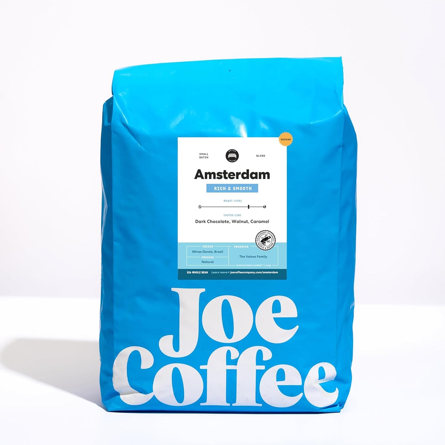 Joe Coffee Company - The Amsterdam Ground Specialty Coffee, 5 lb Bag | NYC Roaster, Rainforest Alliance Certified, Kosher, Climate-Friendly