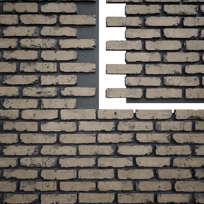EverStone Aged Brick Faux Brick Panel, 46 7/8"W x 27"H x 1 1/4"D, Ash Color - Image 9