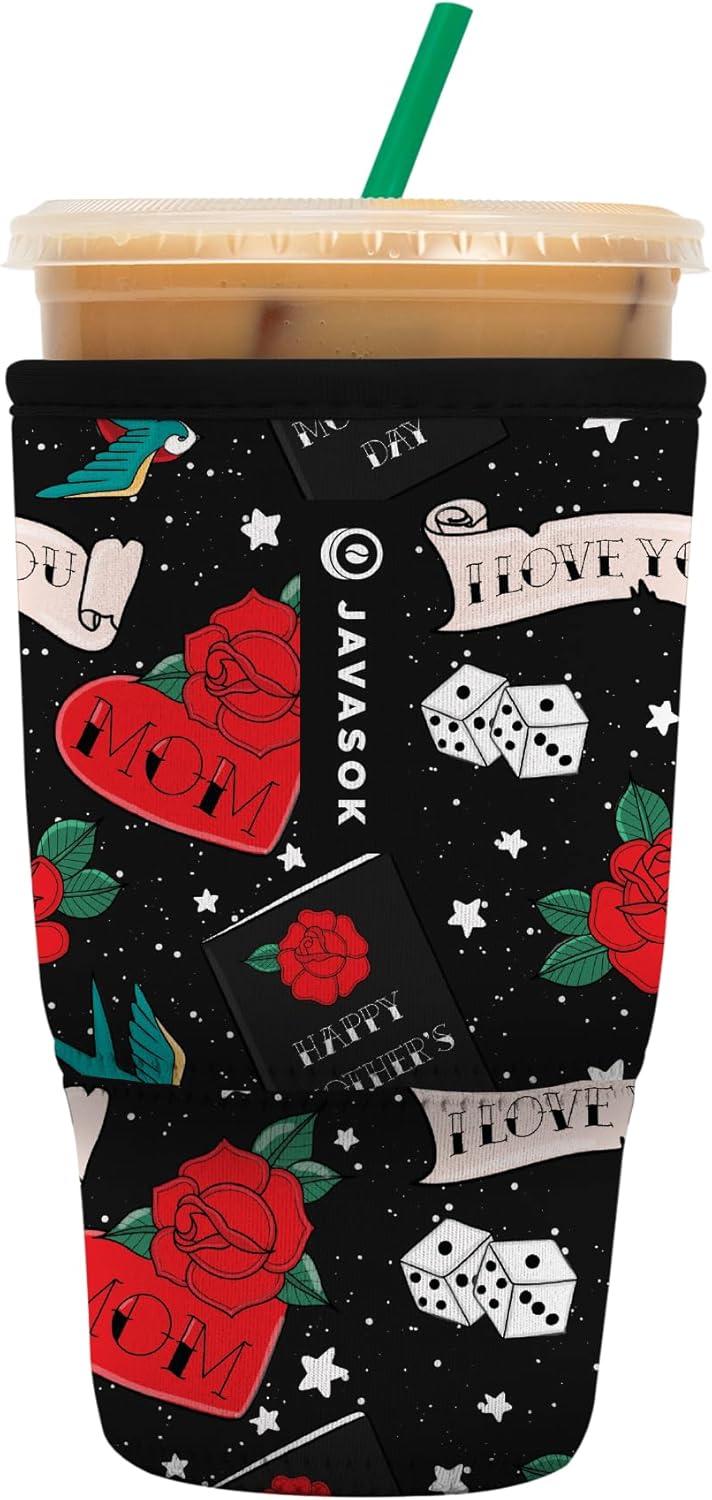 Sok It JavaSok Iced Coffee & Cold Soda Insulated Neoprene Cup Sleeve (Heart & Soul, Large: 30-32oz)