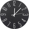 Wall Clock 12 Inch Silent Non-Ticking Imitation Wood Indoor Clock Round Black by BAKBRAND