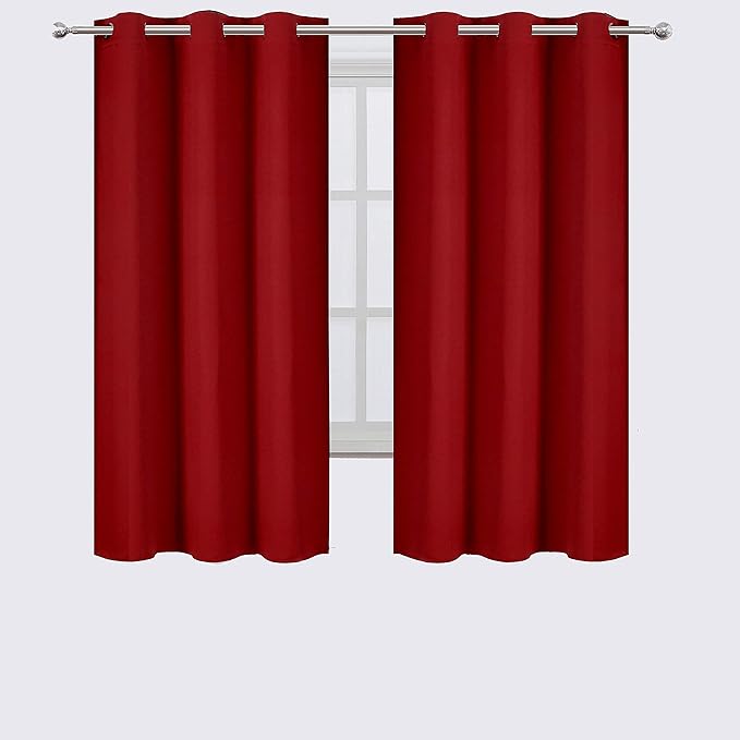 LEMOMO Red Blackout Curtains 42 x 63 Inch/Red Curtains Set of 2 Panels/Room - Image 2
