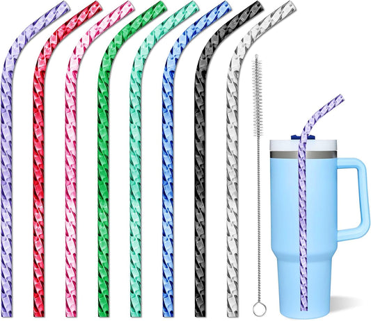 Reusable Straws for Stanley Cup Replacement,12 Inch Plastic Long Straw for 40 30 oz Tumbler,Colorful Hard Drinking Straws for Stanley,10mm Large Wide Water Bottle Straw for Stanley Cup Accessories