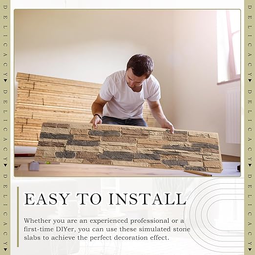 2 Pack Faux Stone Panels Interior 45.6''l x 11.8''h x 0.98''d Faux Siding - Image 7