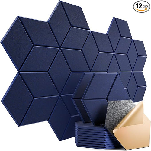 12 Pack Self-adhesive Acoustic Panels 12" X 10" X 0.4" -Sound Proof Foam Panels by Dailycooper